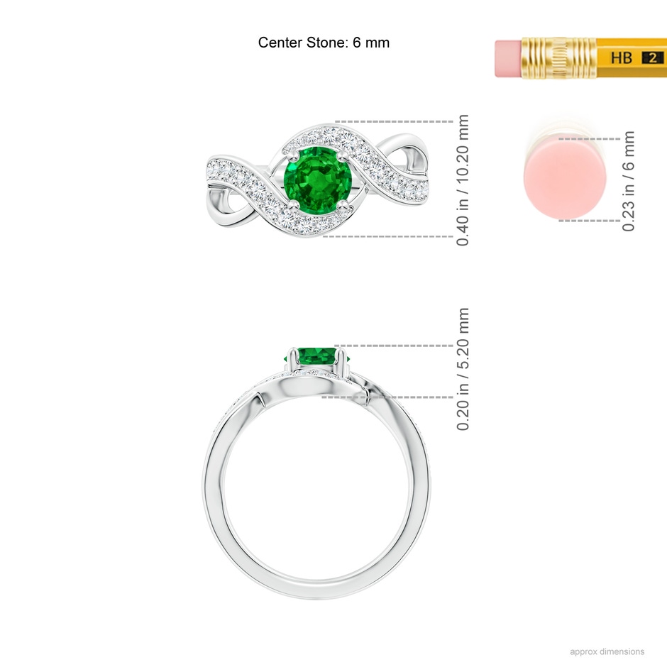 6mm AAAA Solitaire Round Emerald Infinity Promise Ring in P950 Platinum ruler
