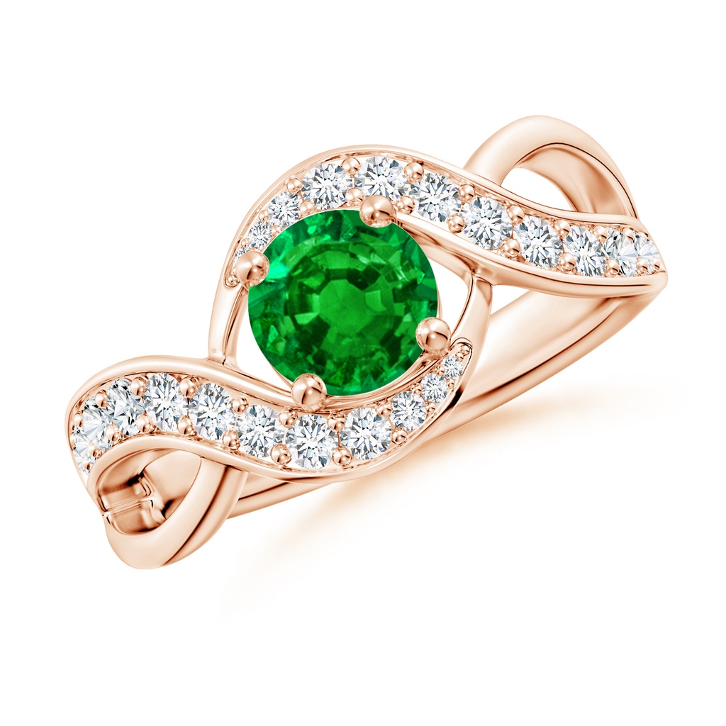 6mm AAAA Solitaire Round Emerald Infinity Promise Ring in Rose Gold