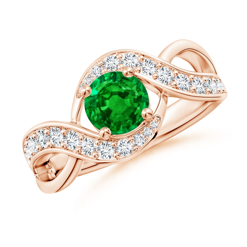 6mm AAAA Solitaire Round Emerald Infinity Promise Ring in Rose Gold 