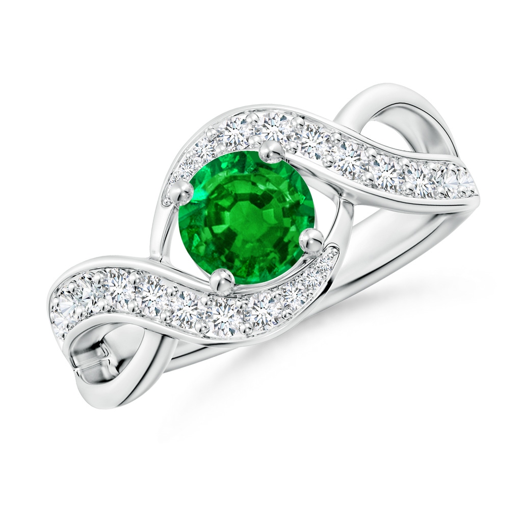 6mm AAAA Solitaire Round Emerald Infinity Promise Ring in S999 Silver