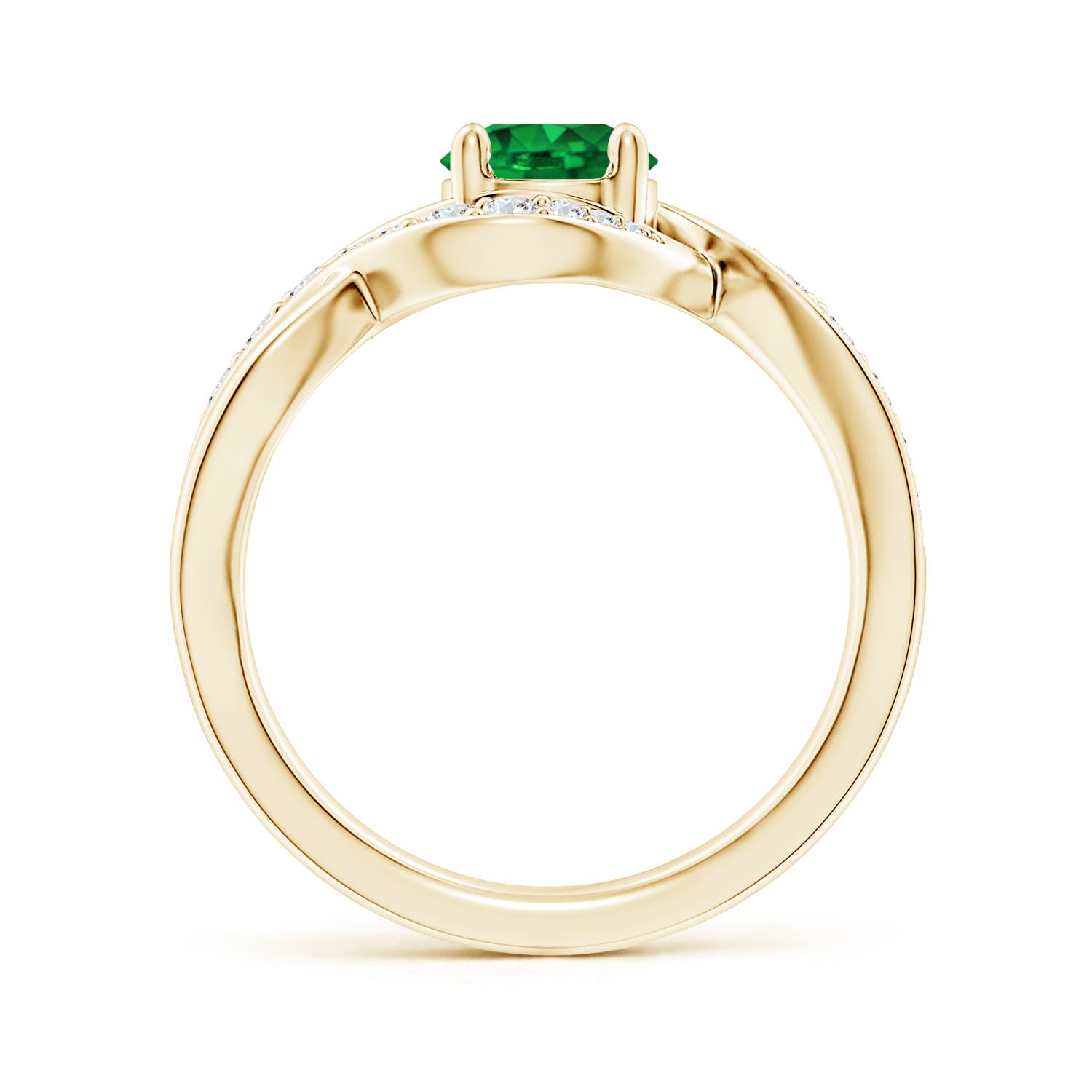 6mm AAAA Solitaire Round Emerald Infinity Promise Ring in Yellow Gold