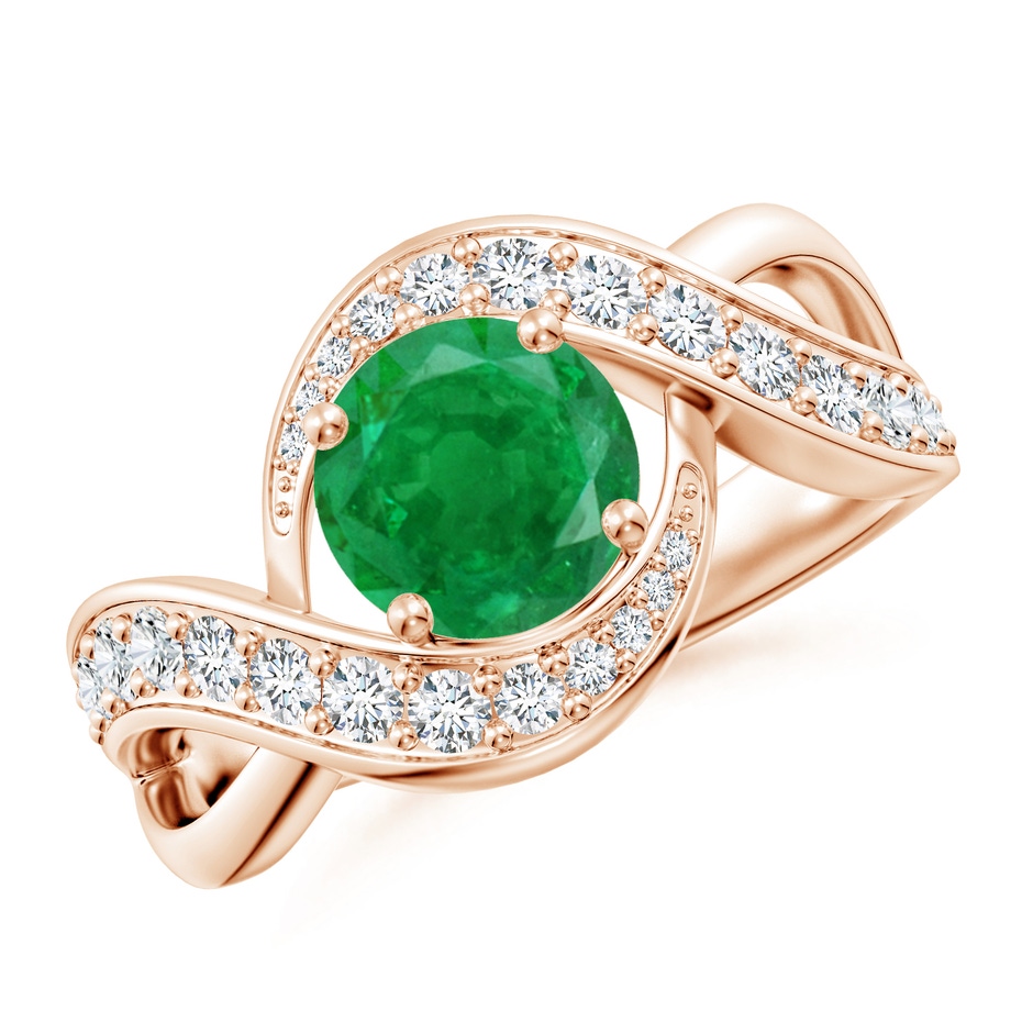 7mm AA Solitaire Round Emerald Infinity Promise Ring in Rose Gold 