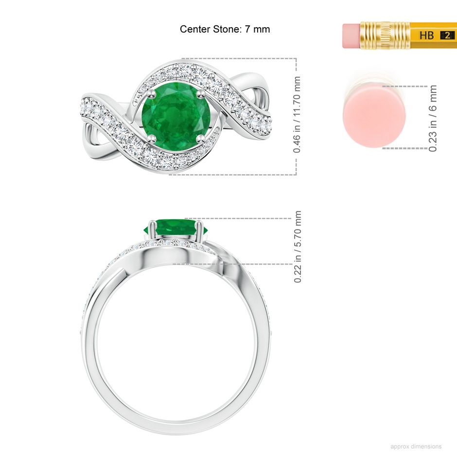 7mm AA Solitaire Round Emerald Infinity Promise Ring in White Gold ruler