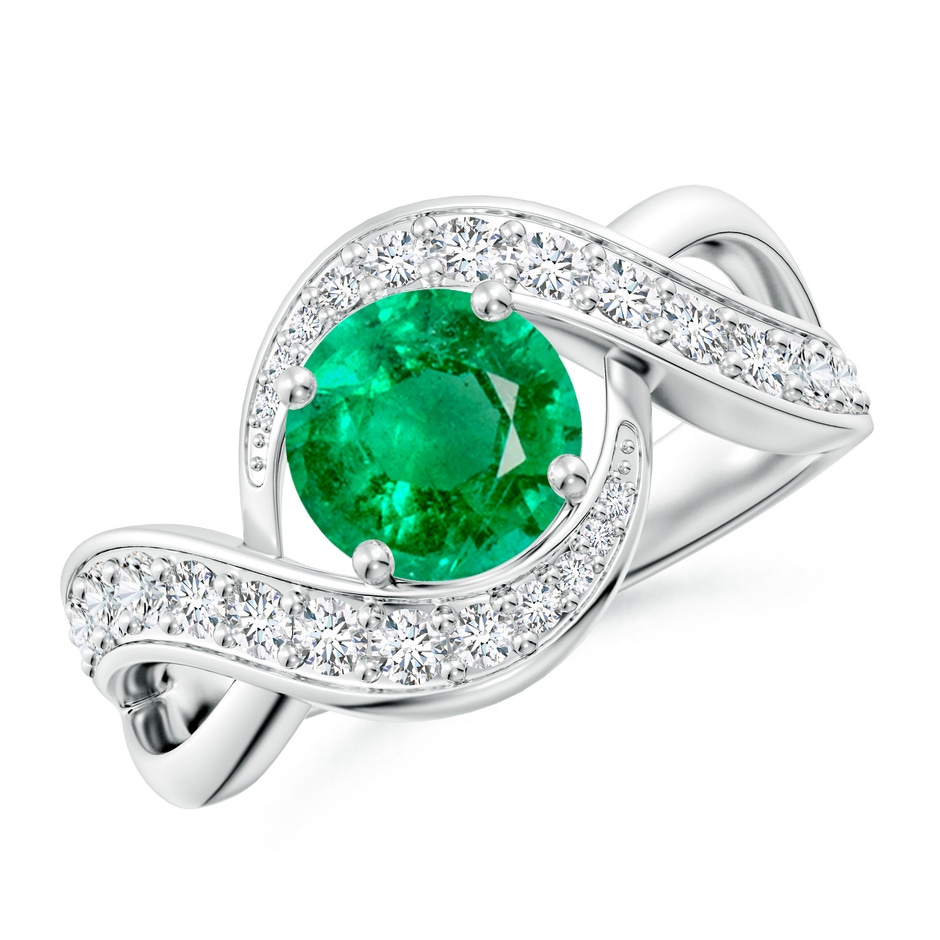 7mm AAA Solitaire Round Emerald Infinity Promise Ring in White Gold 