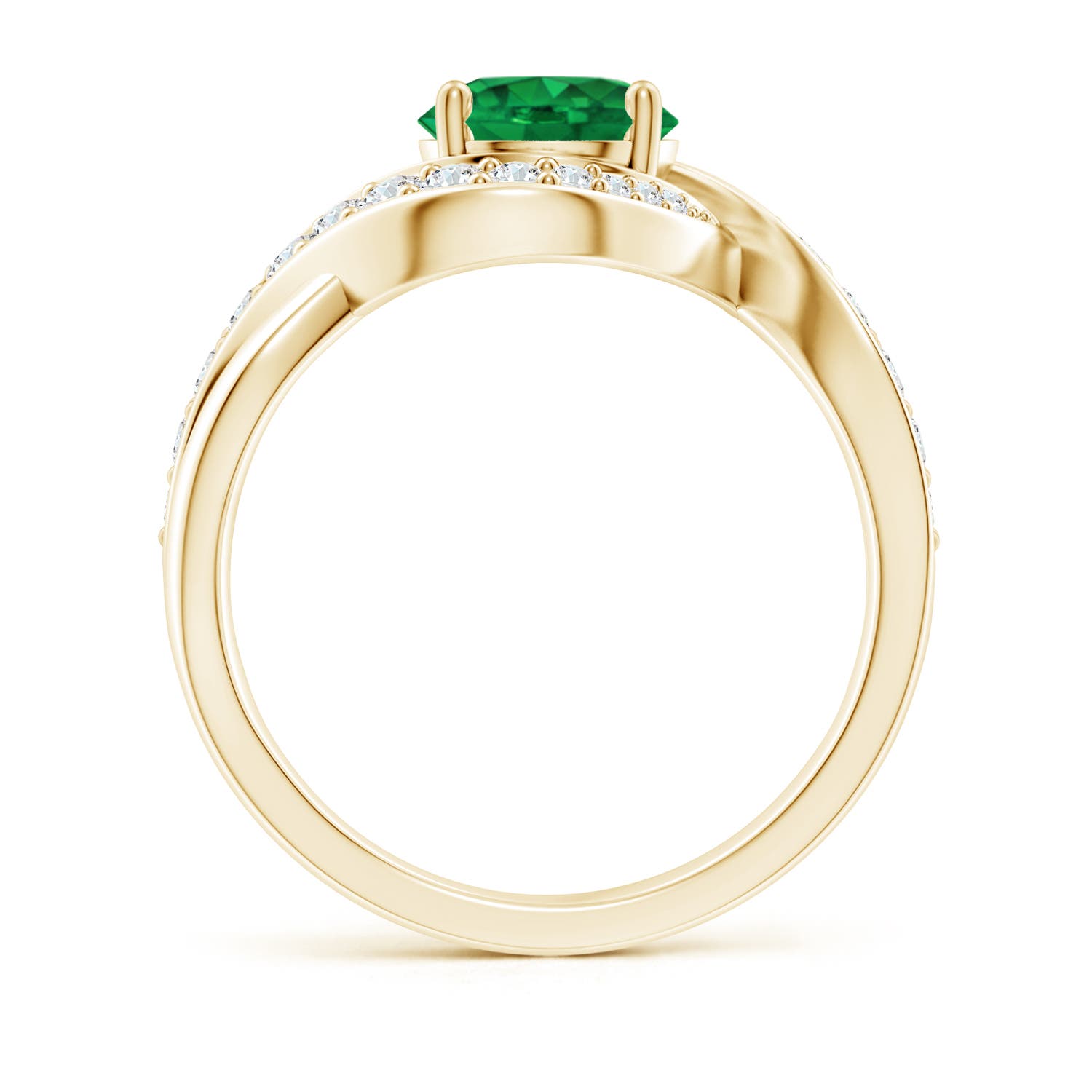 7mm AAA Solitaire Round Emerald Infinity Promise Ring in Yellow Gold