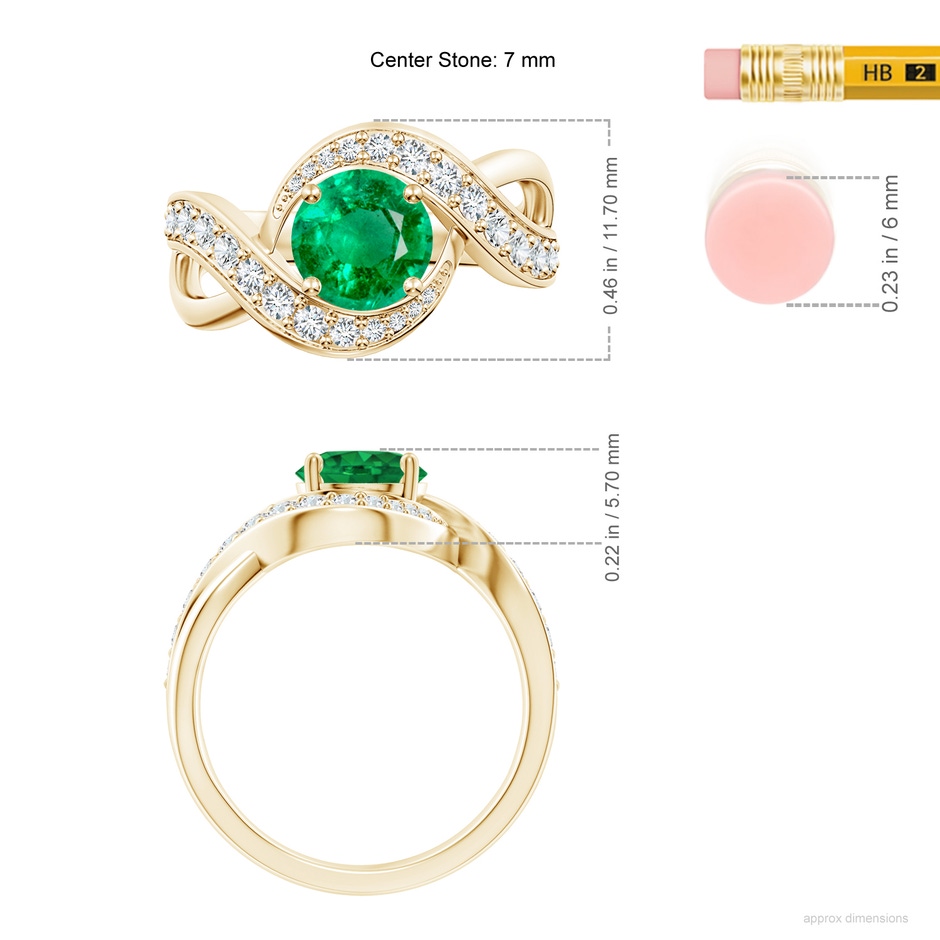 7mm AAA Solitaire Round Emerald Infinity Promise Ring in Yellow Gold ruler