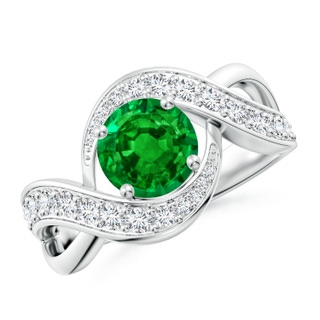 7mm AAAA Solitaire Round Emerald Infinity Promise Ring in P950 Platinum