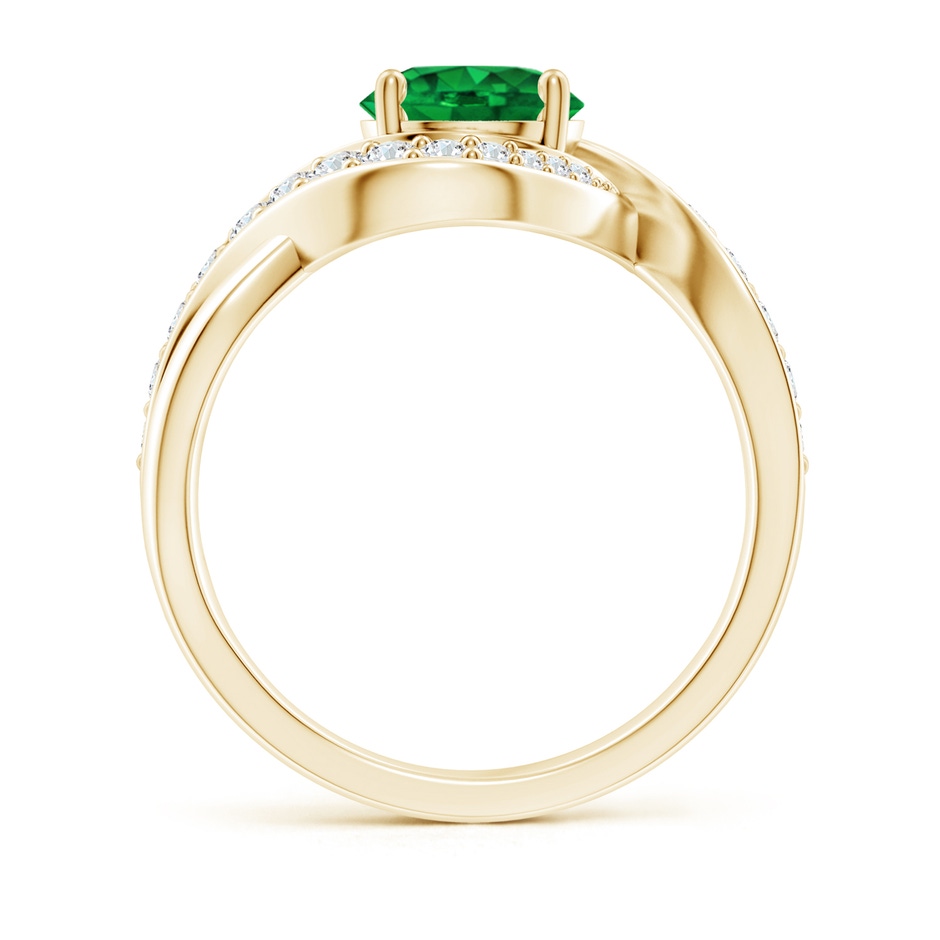 7mm AAAA Solitaire Round Emerald Infinity Promise Ring in Yellow Gold side 199
