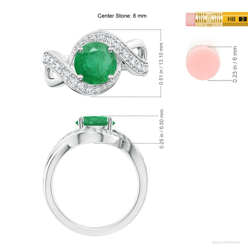 8mm A Solitaire Round Emerald Infinity Promise Ring in White Gold ruler