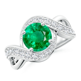 8mm AAA Solitaire Round Emerald Infinity Promise Ring in P950 Platinum