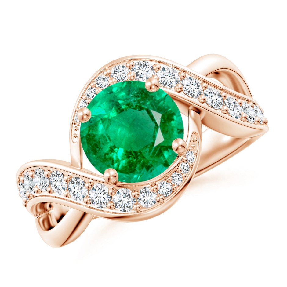 8mm AAA Solitaire Round Emerald Infinity Promise Ring in Rose Gold 