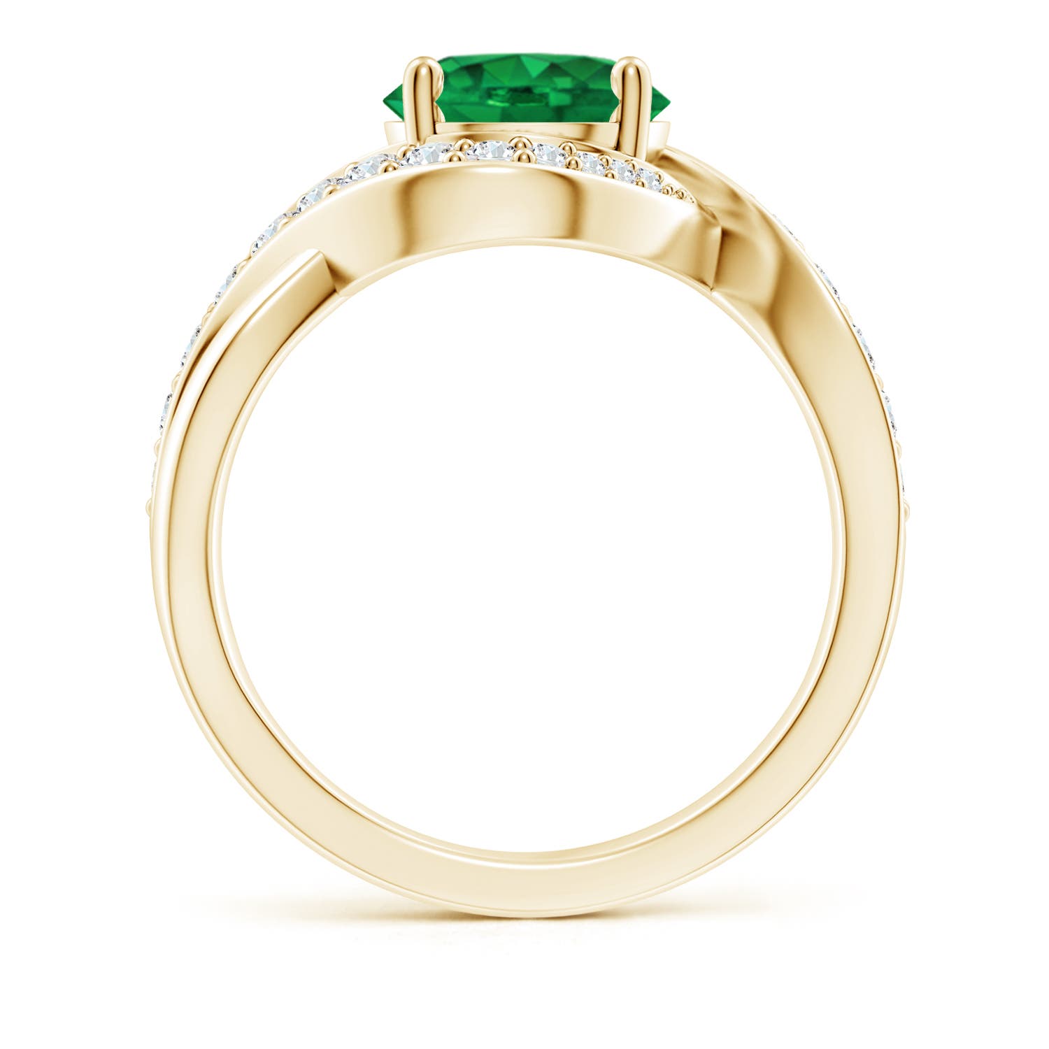 8mm AAA Solitaire Round Emerald Infinity Promise Ring in Yellow Gold
