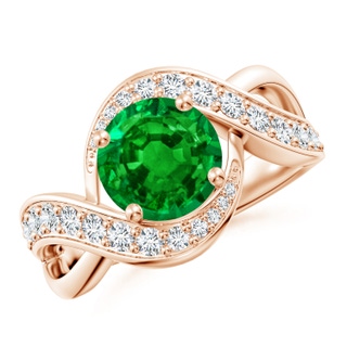 8mm AAAA Solitaire Round Emerald Infinity Promise Ring in 18K Rose Gold