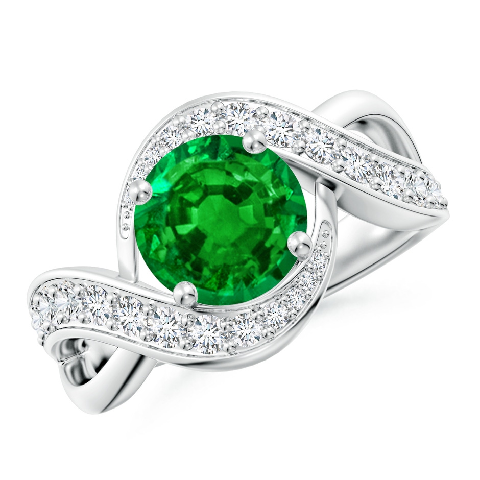 8mm AAAA Solitaire Round Emerald Infinity Promise Ring in P950 Platinum 