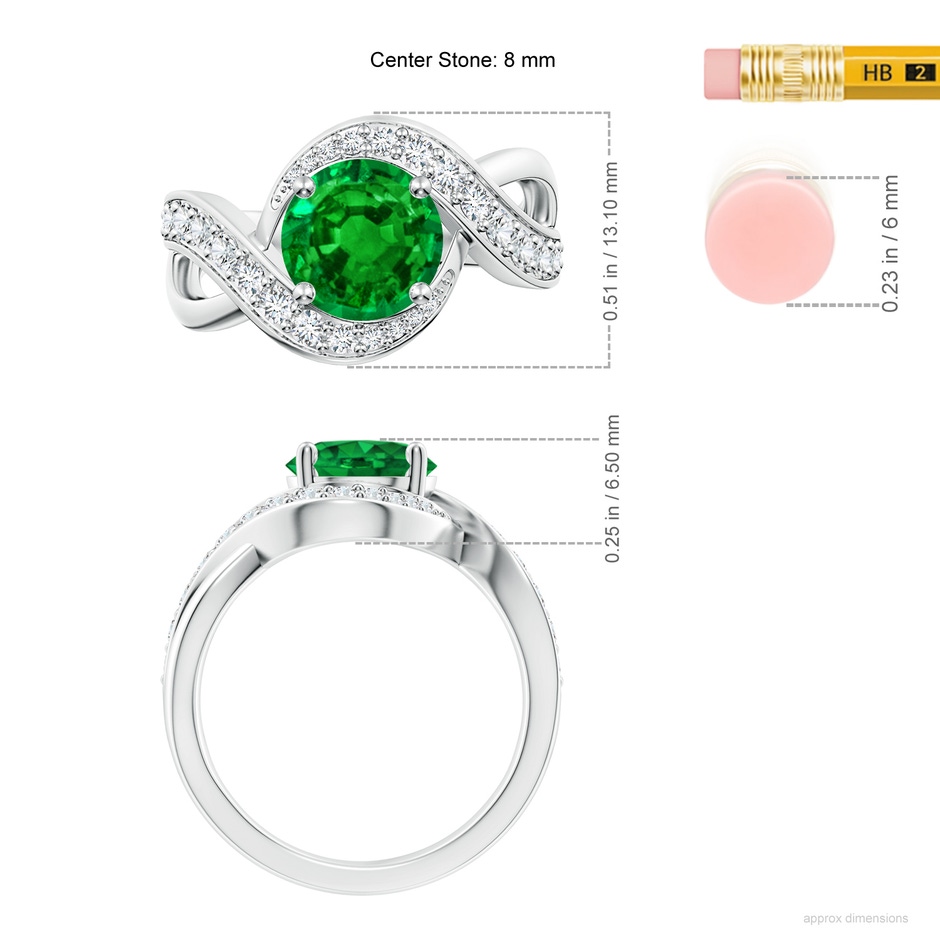 8mm AAAA Solitaire Round Emerald Infinity Promise Ring in P950 Platinum ruler