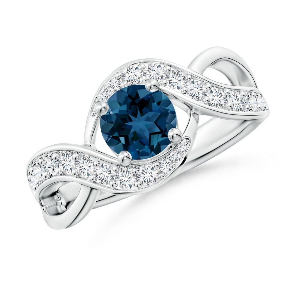 6mm AAA Solitaire Round London Blue Topaz Infinity Promise Ring in P950 Platinum 