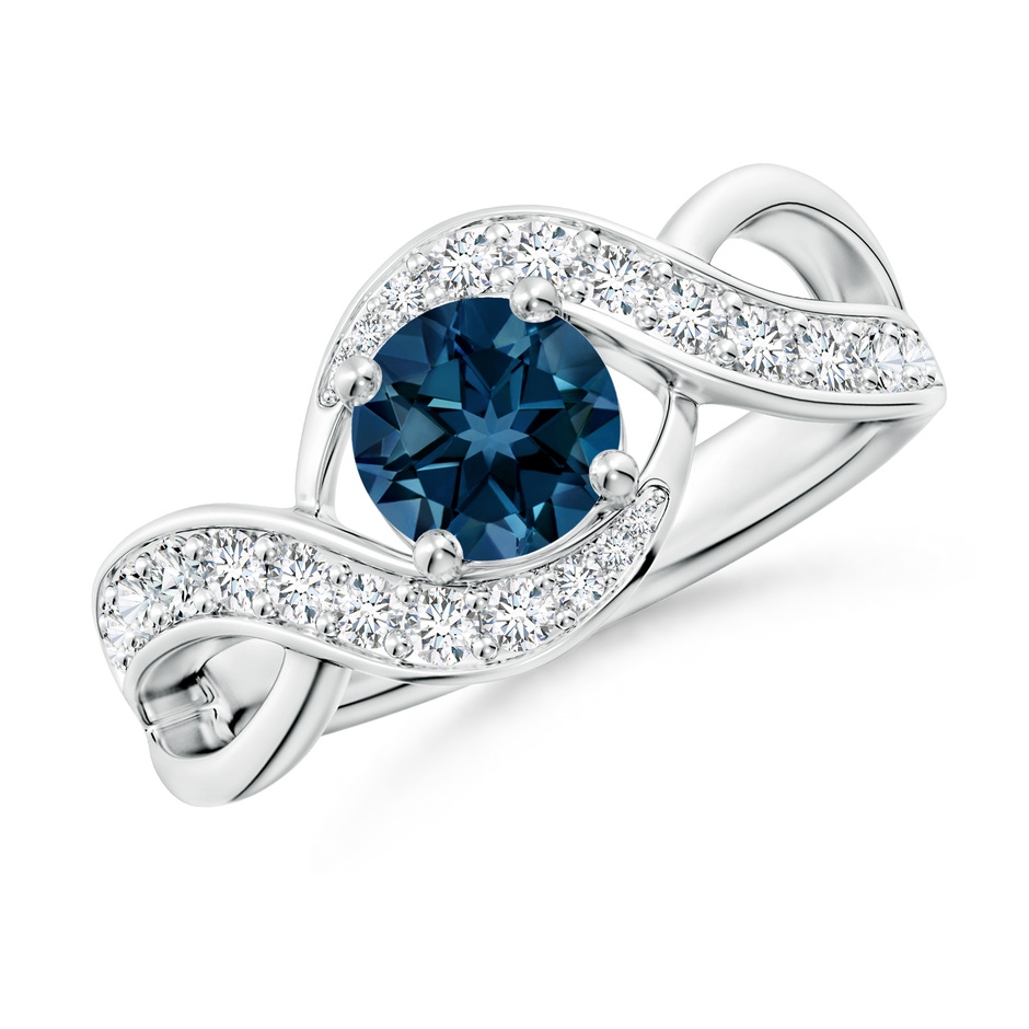 6mm AAAA Solitaire Round London Blue Topaz Infinity Promise Ring in P950 Platinum 