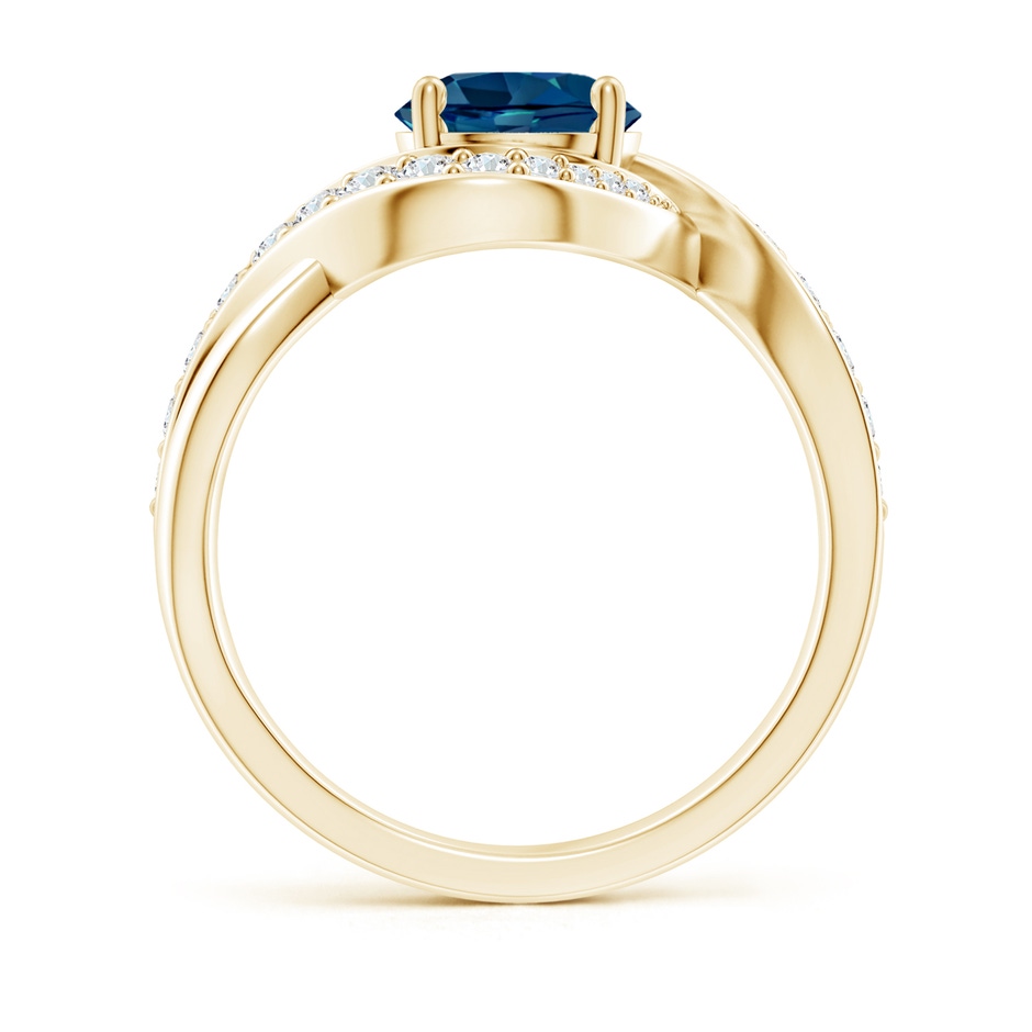 7mm AAAA Solitaire Round London Blue Topaz Infinity Promise Ring in Yellow Gold side 199
