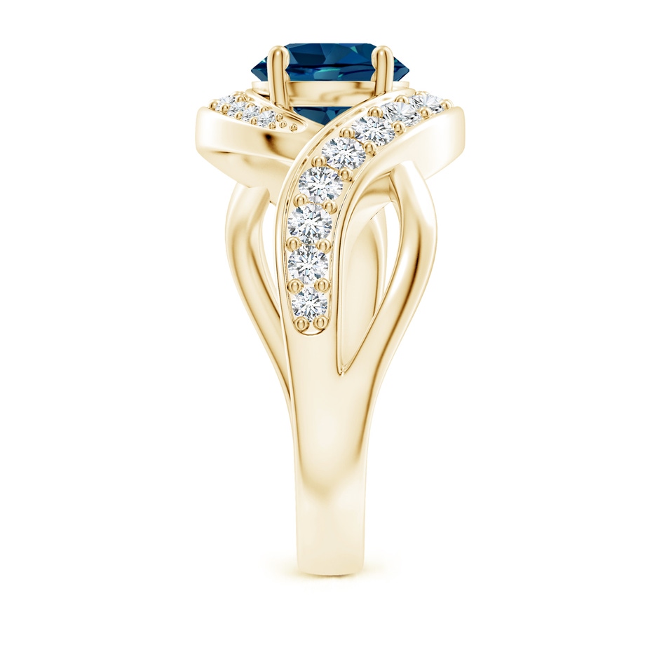 7mm AAAA Solitaire Round London Blue Topaz Infinity Promise Ring in Yellow Gold side 299