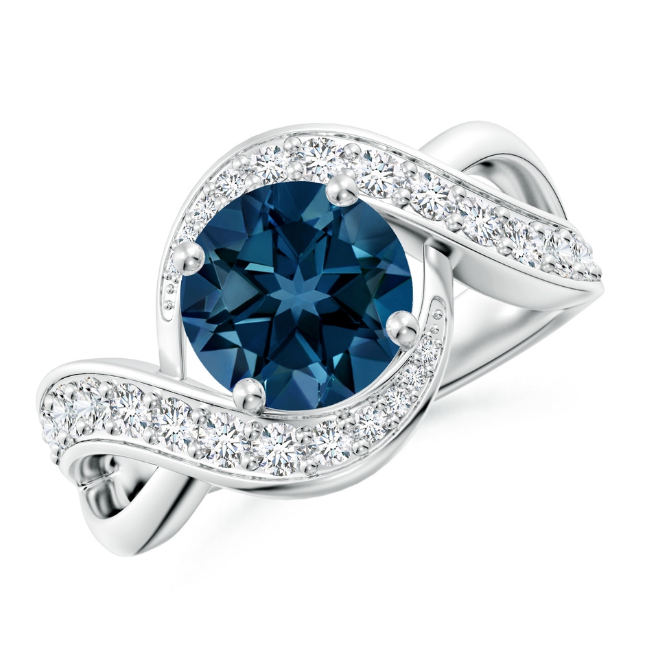 8mm AAAA Solitaire Round London Blue Topaz Infinity Promise Ring in P950 Platinum 