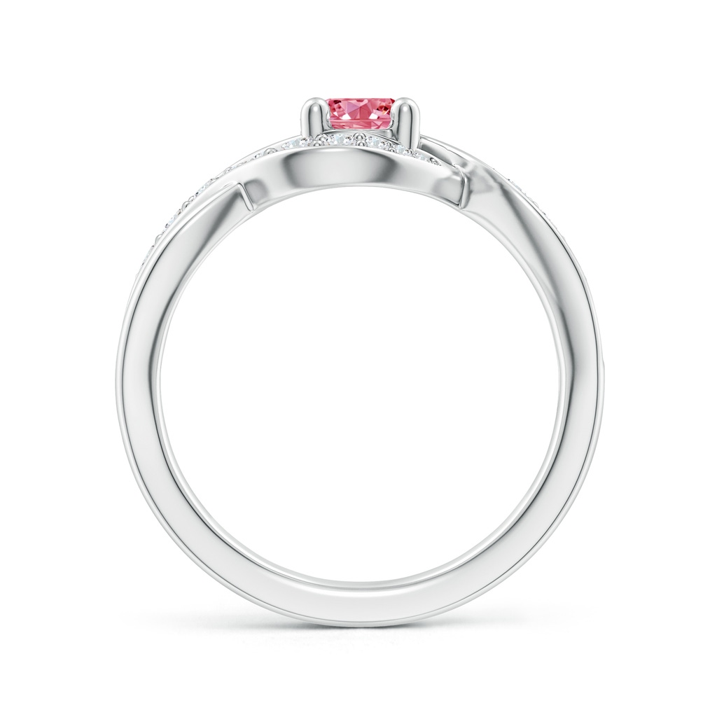 5.1mm AAAA Solitaire Round Fancy Intense Pink Diamond Infinity Promise Ring in P950 Platinum - side 199