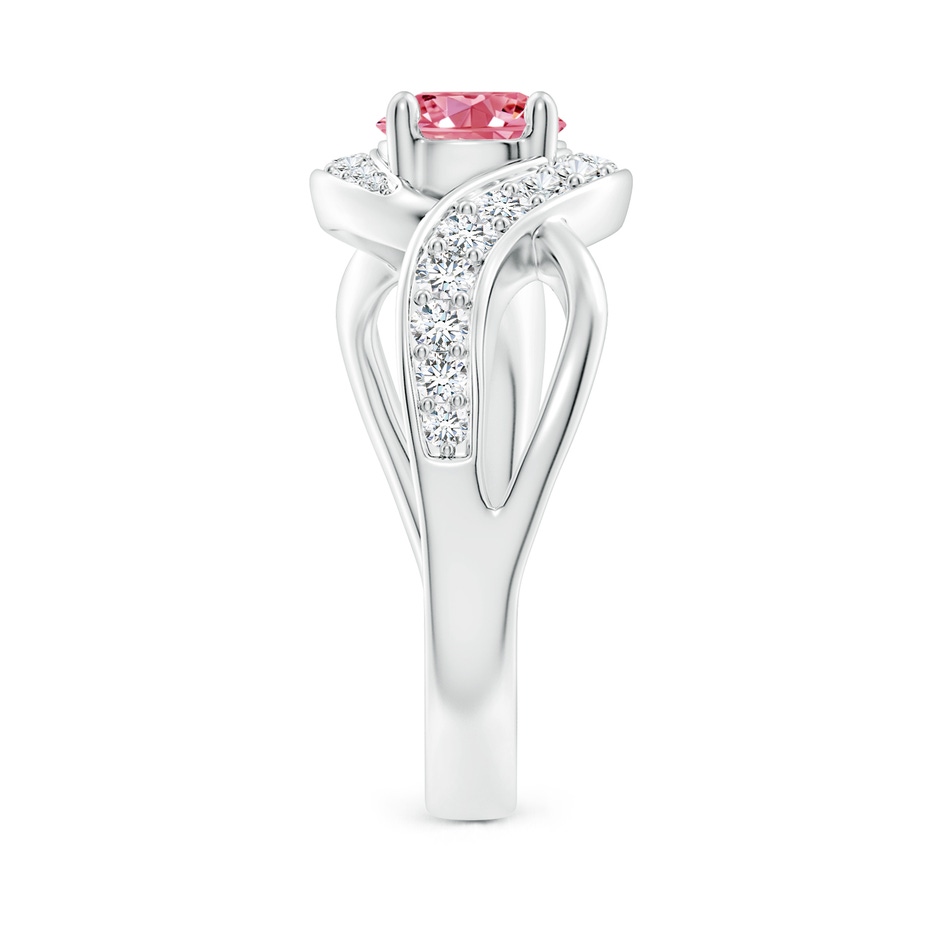 6mm AAAA Solitaire Round Fancy Intense Pink Diamond Infinity Promise Ring in S999 Silver side 299