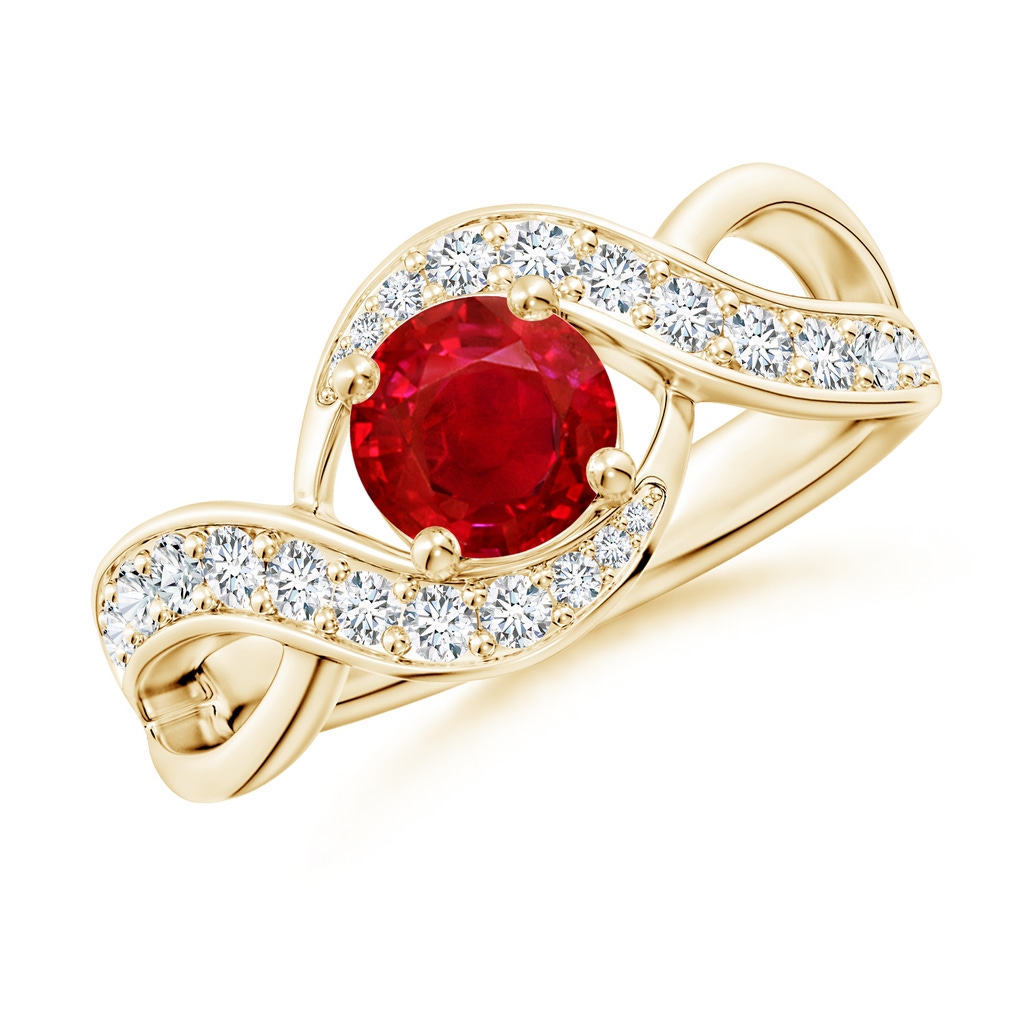 6mm AAA Solitaire Round Ruby Infinity Promise Ring in Yellow Gold