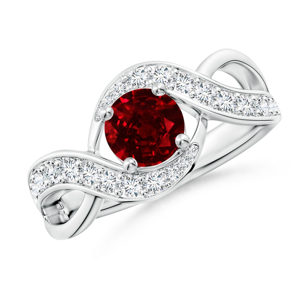 6mm AAAA Solitaire Round Ruby Infinity Promise Ring in P950 Platinum