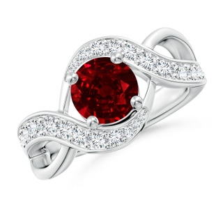 7mm AAAA Solitaire Round Ruby Infinity Promise Ring in P950 Platinum