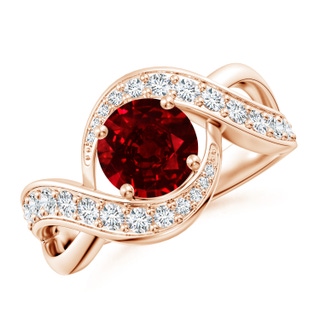 7mm AAAA Solitaire Round Ruby Infinity Promise Ring in Rose Gold