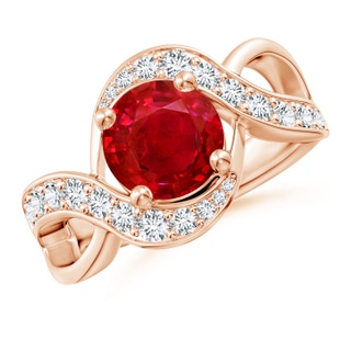 8mm AAA Solitaire Round Ruby Infinity Promise Ring in Rose Gold
