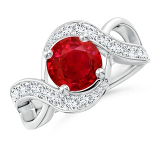 8mm AAA Solitaire Round Ruby Infinity Promise Ring in S999 Silver