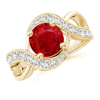 8mm AAA Solitaire Round Ruby Infinity Promise Ring in Yellow Gold
