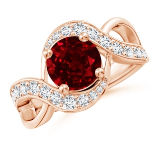 8mm AAAA Solitaire Round Ruby Infinity Promise Ring in Rose Gold