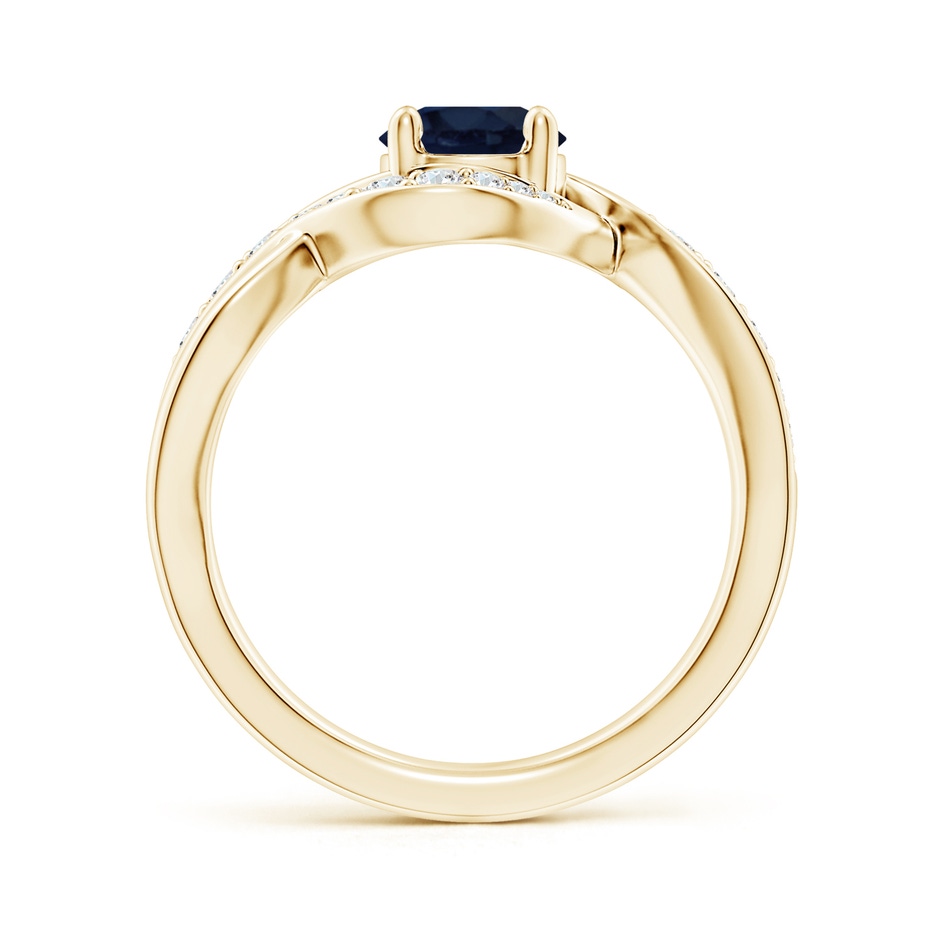 6mm A Solitaire Round Blue Sapphire Infinity Promise Ring in Yellow Gold side 199