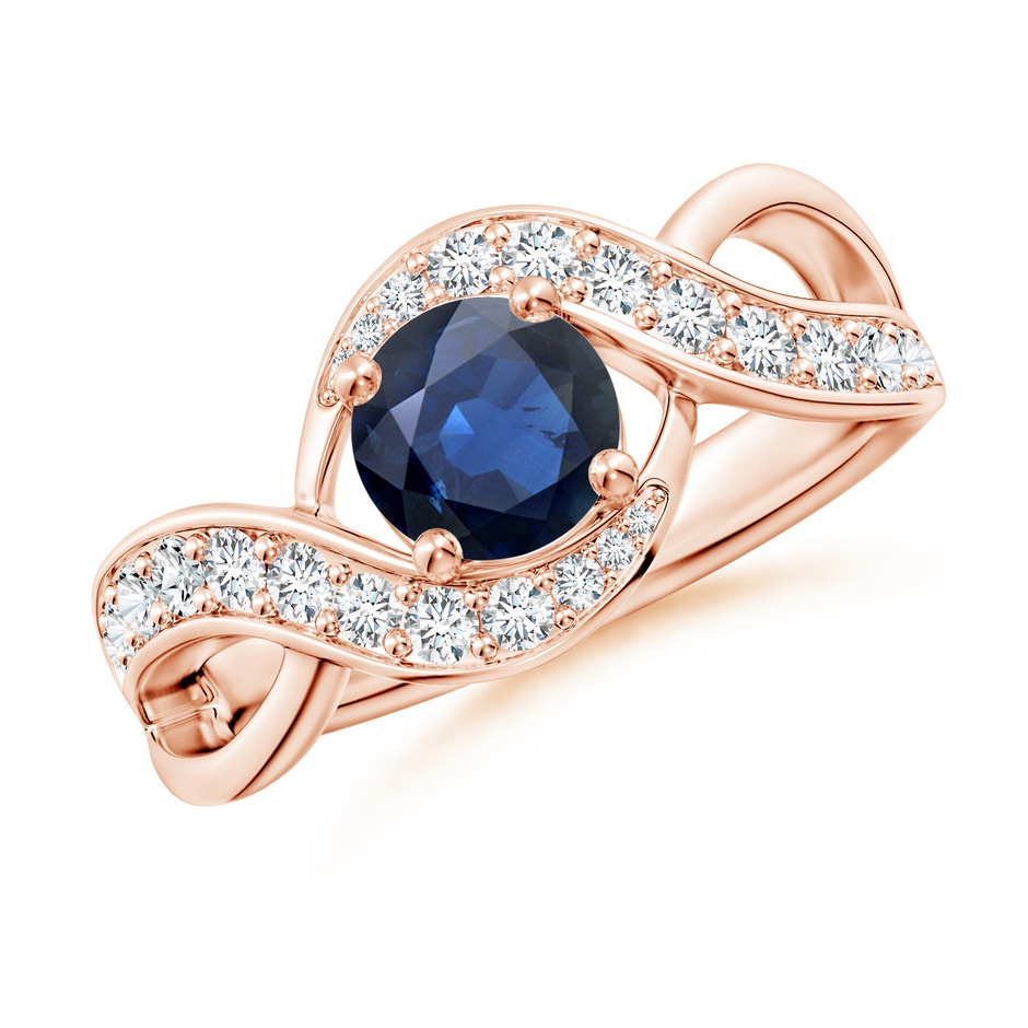 6mm AA Solitaire Round Blue Sapphire Infinity Promise Ring in 9K Rose Gold 