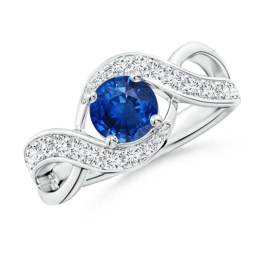 6mm AAA Solitaire Round Blue Sapphire Infinity Promise Ring in White Gold