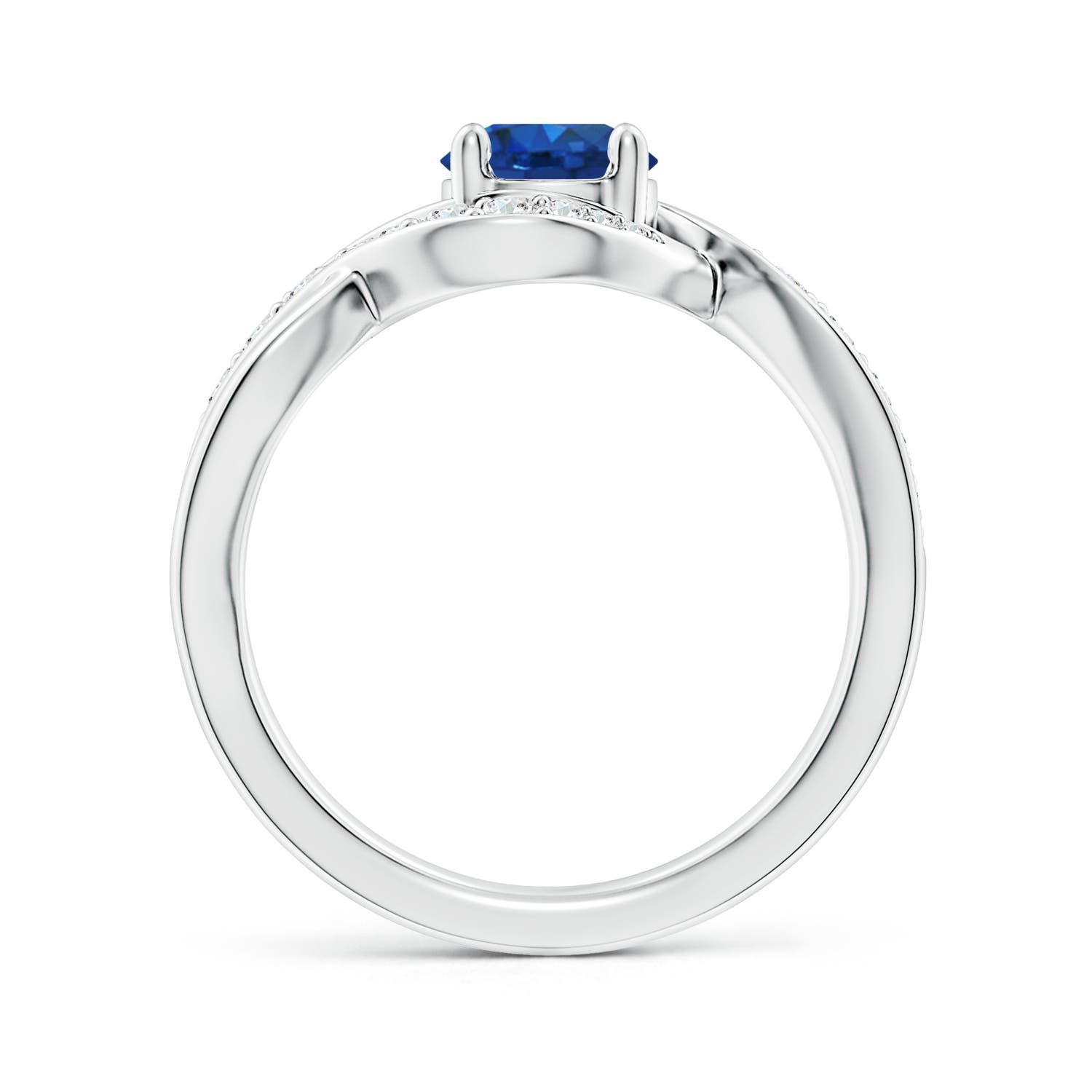 6mm AAA Solitaire Round Blue Sapphire Infinity Promise Ring in White Gold - side 2
