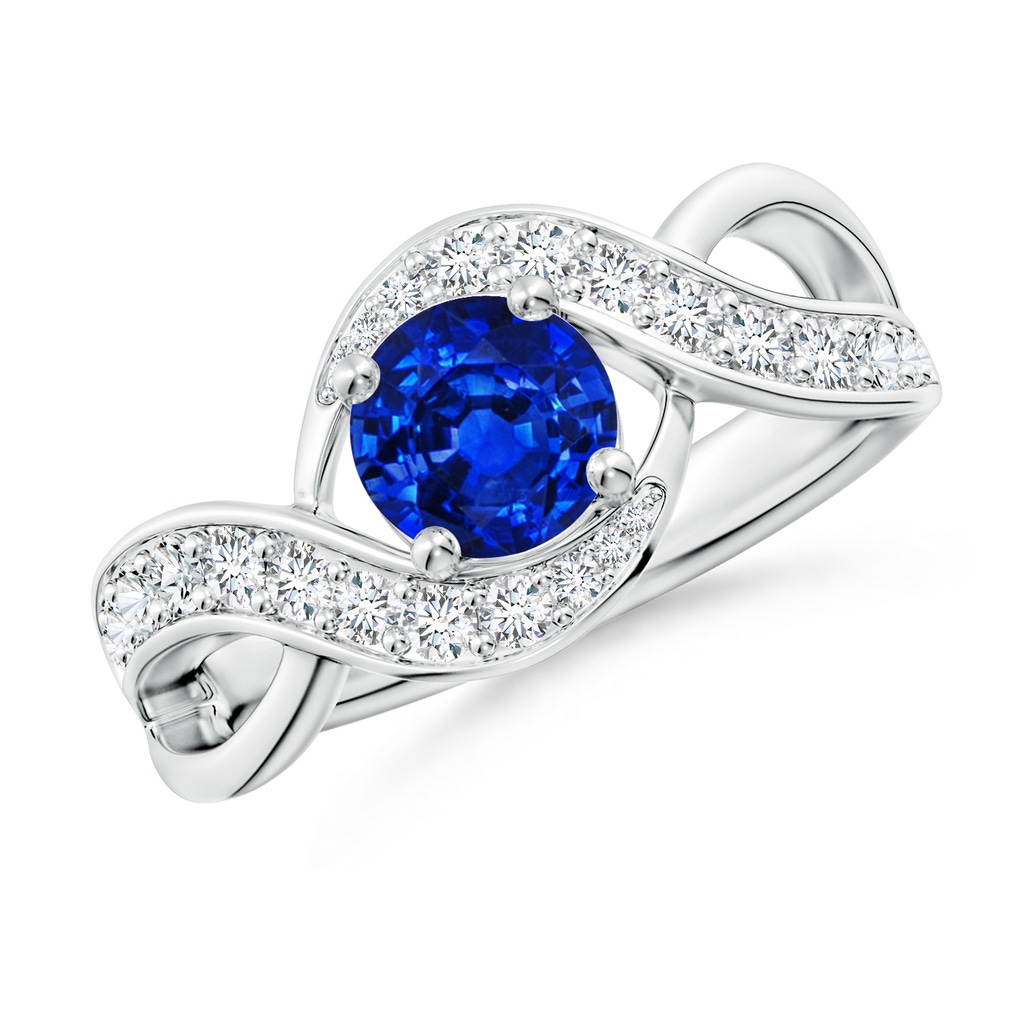 6mm AAAA Solitaire Round Blue Sapphire Infinity Promise Ring in P950 Platinum
