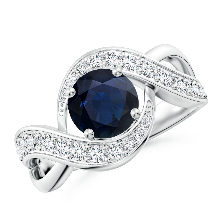 7mm A Solitaire Round Blue Sapphire Infinity Promise Ring in P950 Platinum 