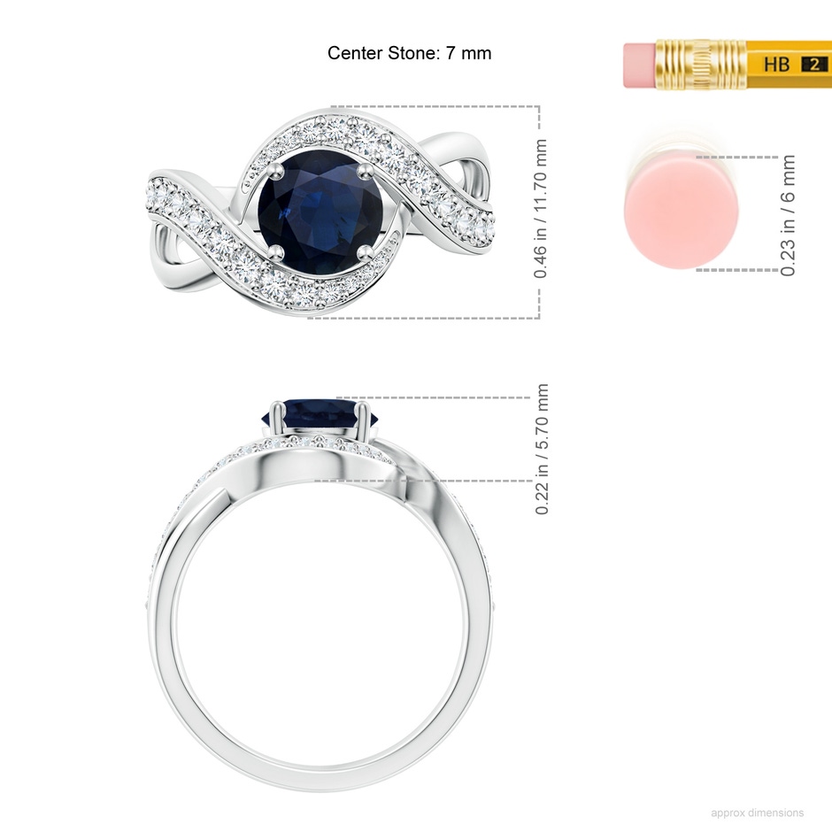 7mm A Solitaire Round Blue Sapphire Infinity Promise Ring in P950 Platinum ruler