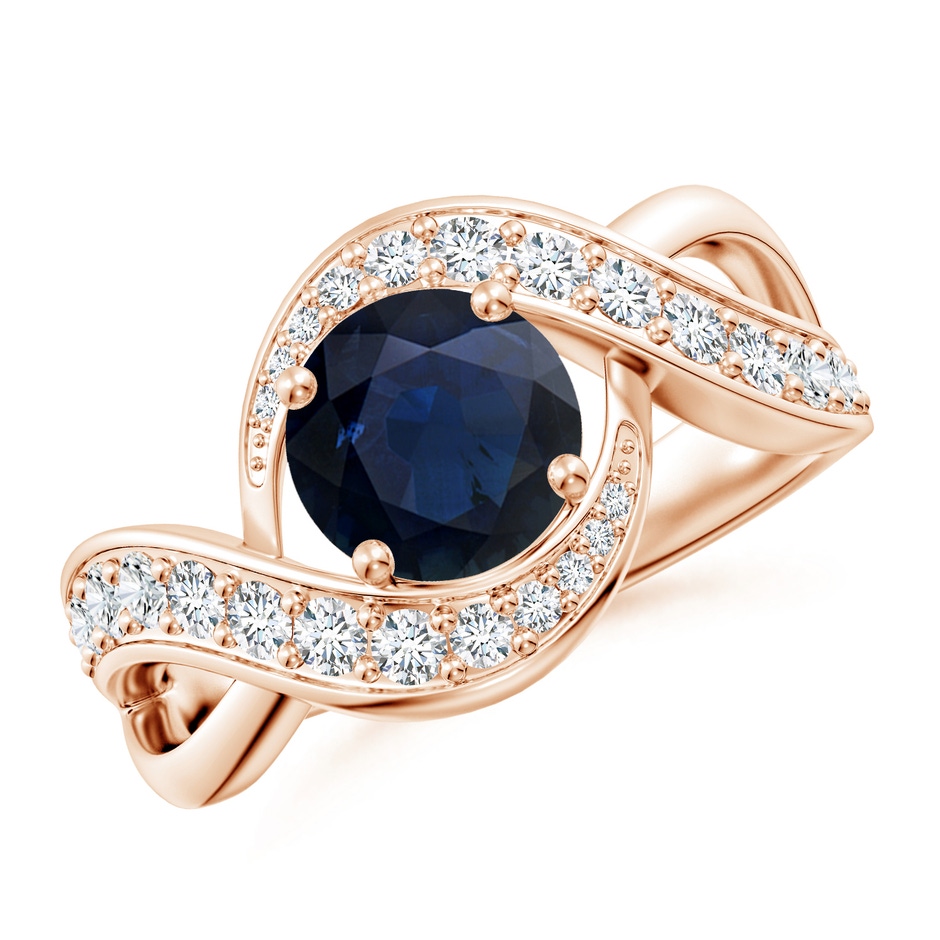 7mm A Solitaire Round Blue Sapphire Infinity Promise Ring in Rose Gold 