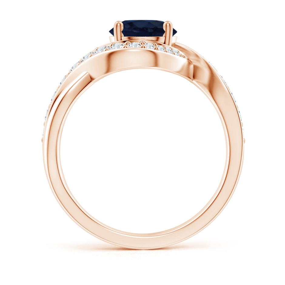 7mm A Solitaire Round Blue Sapphire Infinity Promise Ring in Rose Gold side 199