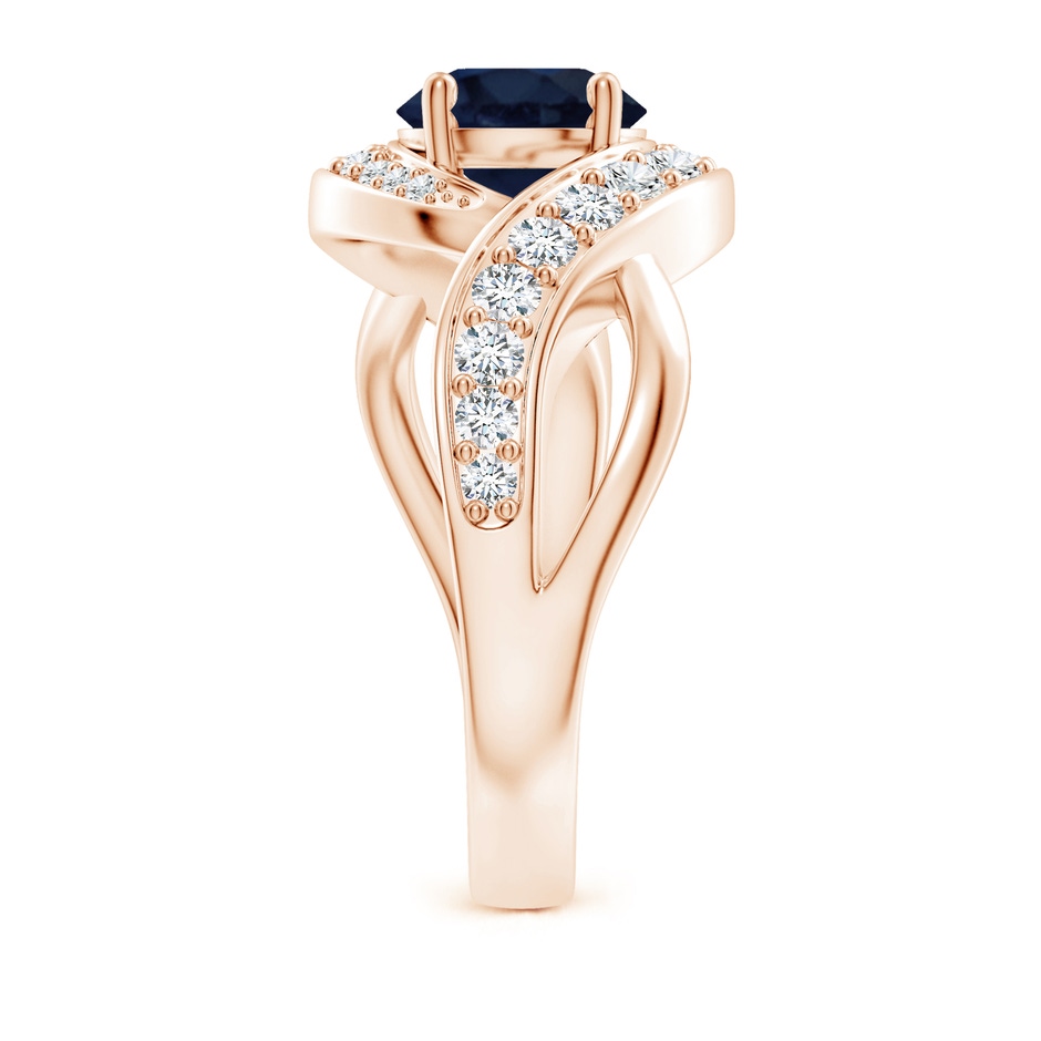 7mm A Solitaire Round Blue Sapphire Infinity Promise Ring in Rose Gold side 299