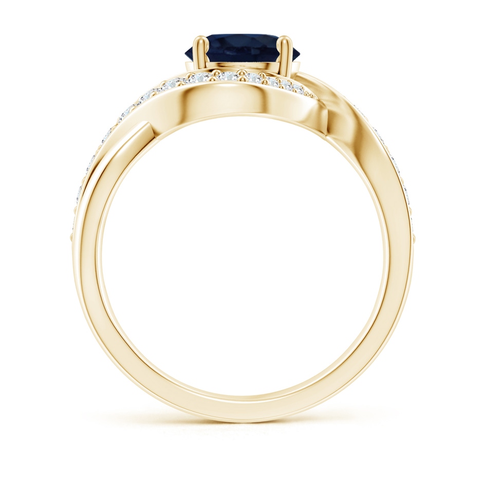 7mm A Solitaire Round Blue Sapphire Infinity Promise Ring in Yellow Gold side 199