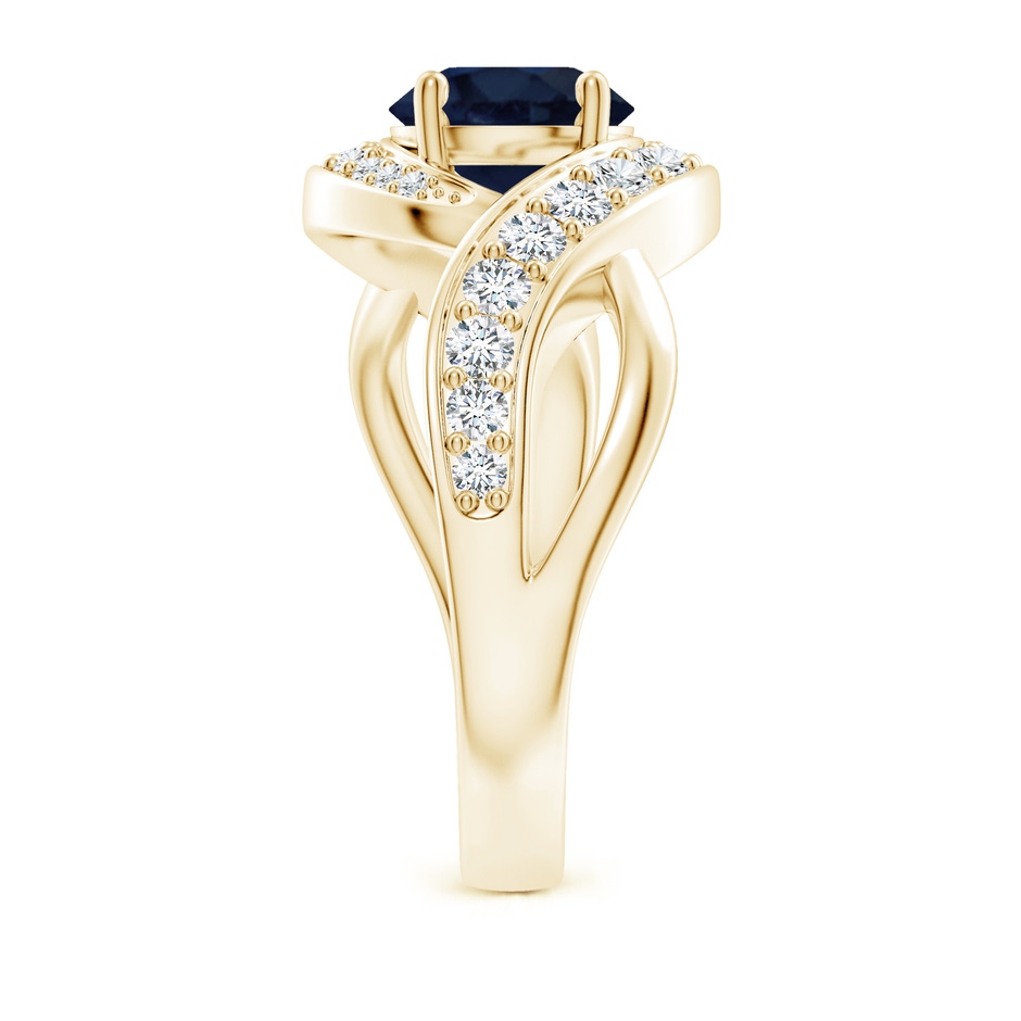 7mm A Solitaire Round Blue Sapphire Infinity Promise Ring in Yellow Gold side 299