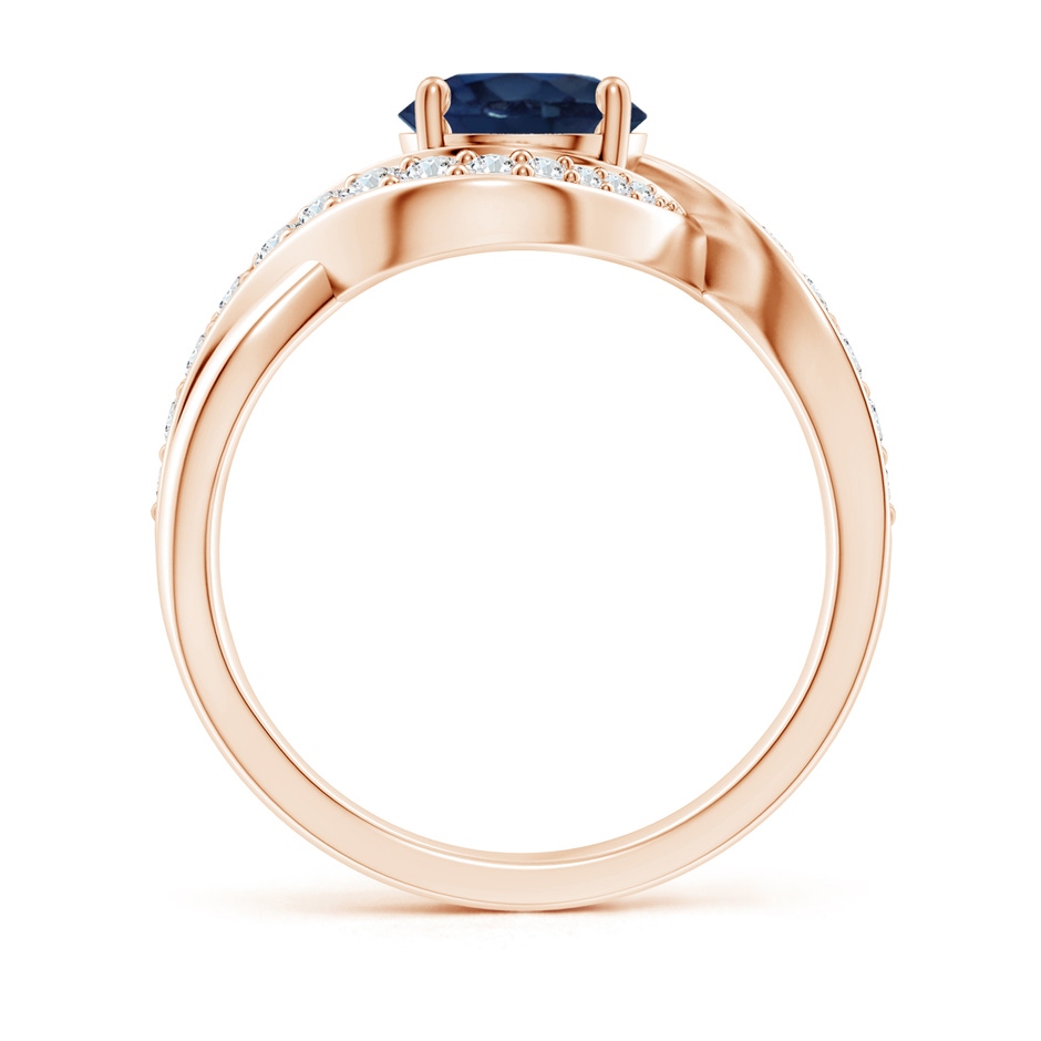 7mm AA Solitaire Round Blue Sapphire Infinity Promise Ring in Rose Gold side 199