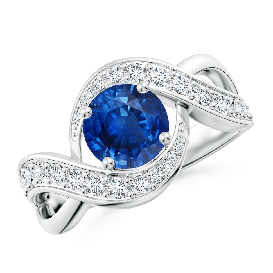 7mm AAA Solitaire Round Blue Sapphire Infinity Promise Ring in P950 Platinum 