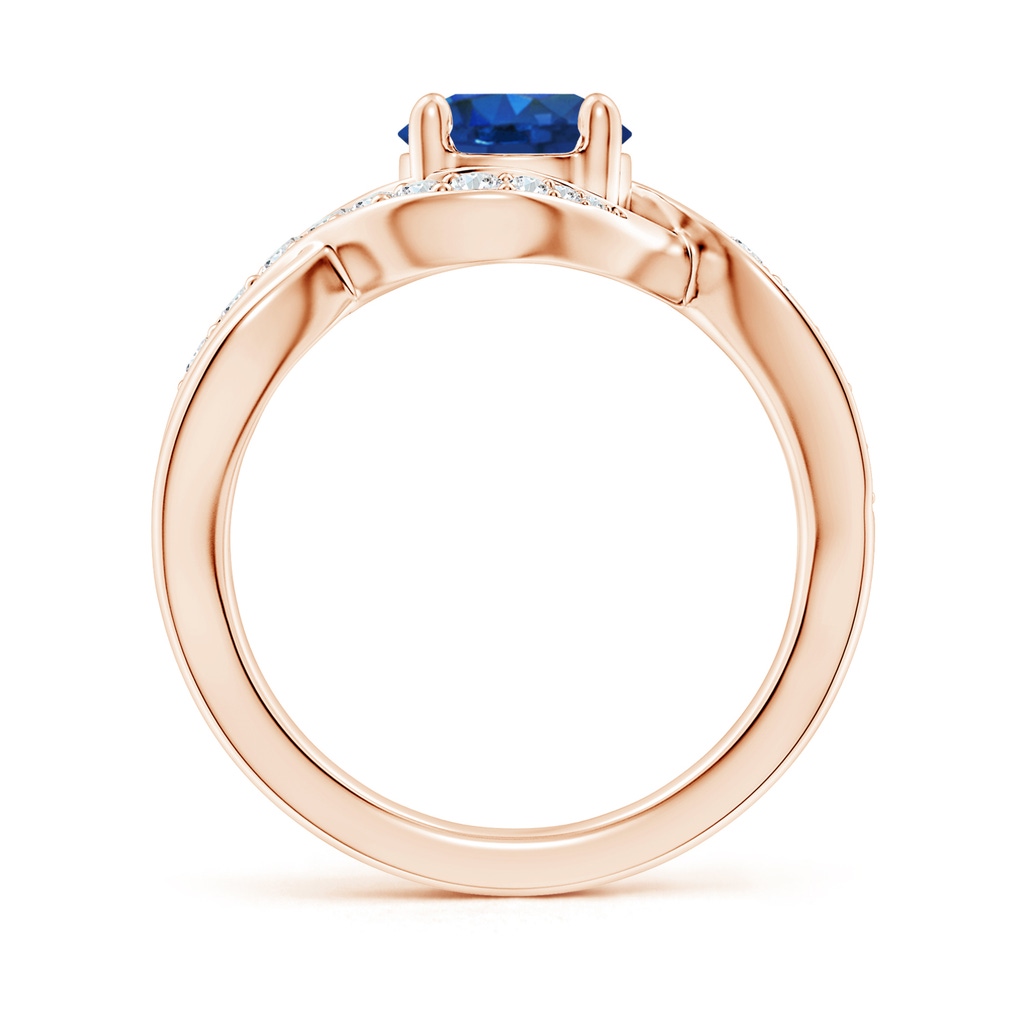 7mm AAA Solitaire Round Blue Sapphire Infinity Promise Ring in Rose Gold Side 199