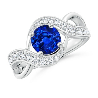 7mm AAAA Solitaire Round Blue Sapphire Infinity Promise Ring in P950 Platinum